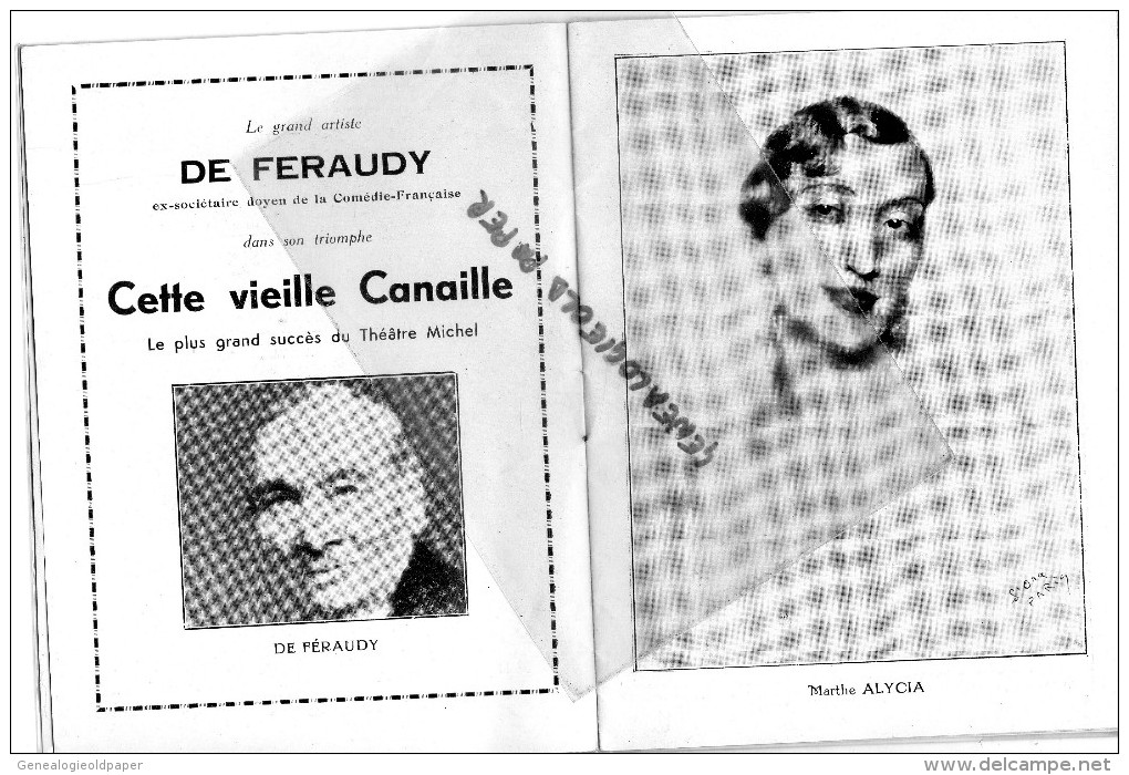 75- PARIS- PROGRAMME CABARET THEATRE DU BATACLAN- RUE VOLTAIRE-CETTE VIEILLE CANAILLE- DE FERAUDY-MARTHE ALYCIA-DREYFUS- - Programma's