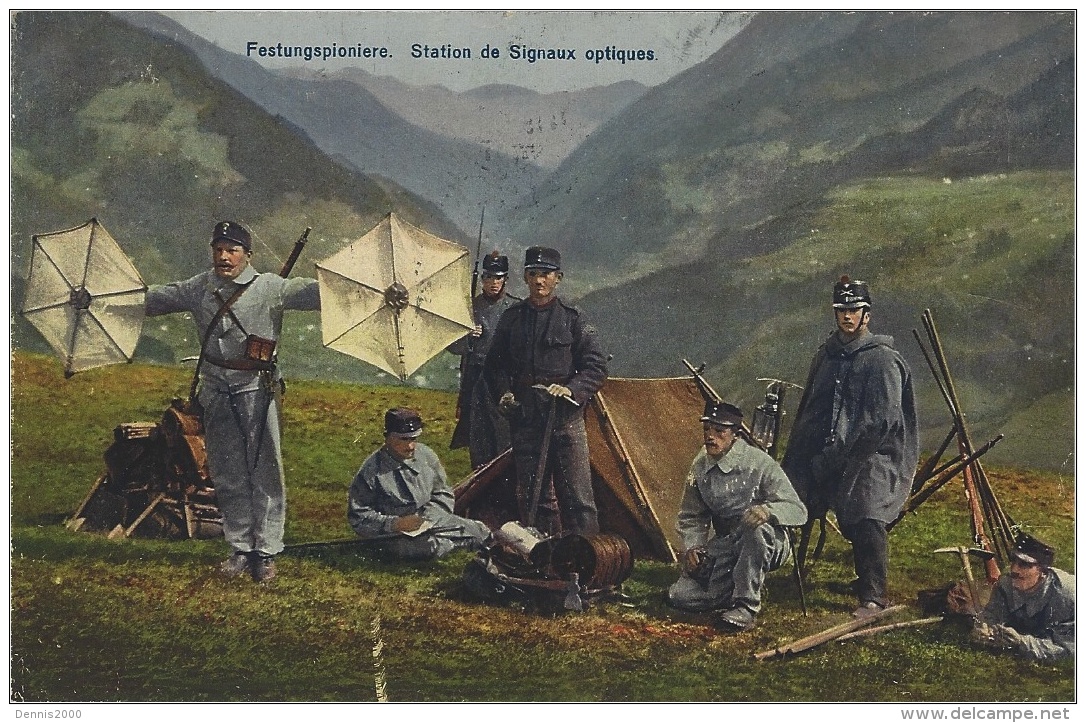 SUISSE - MILITARIA - Festungspioniere - Occupation Des Frontières 1914 - Station Signaux Optiques - Ed. E. Goetz, Luzern - Signau