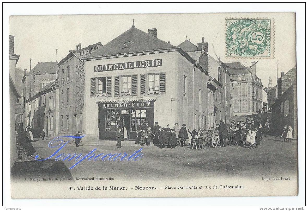 Nouzon - Place Gambetta Et Rue De Châteaudun - Autres & Non Classés