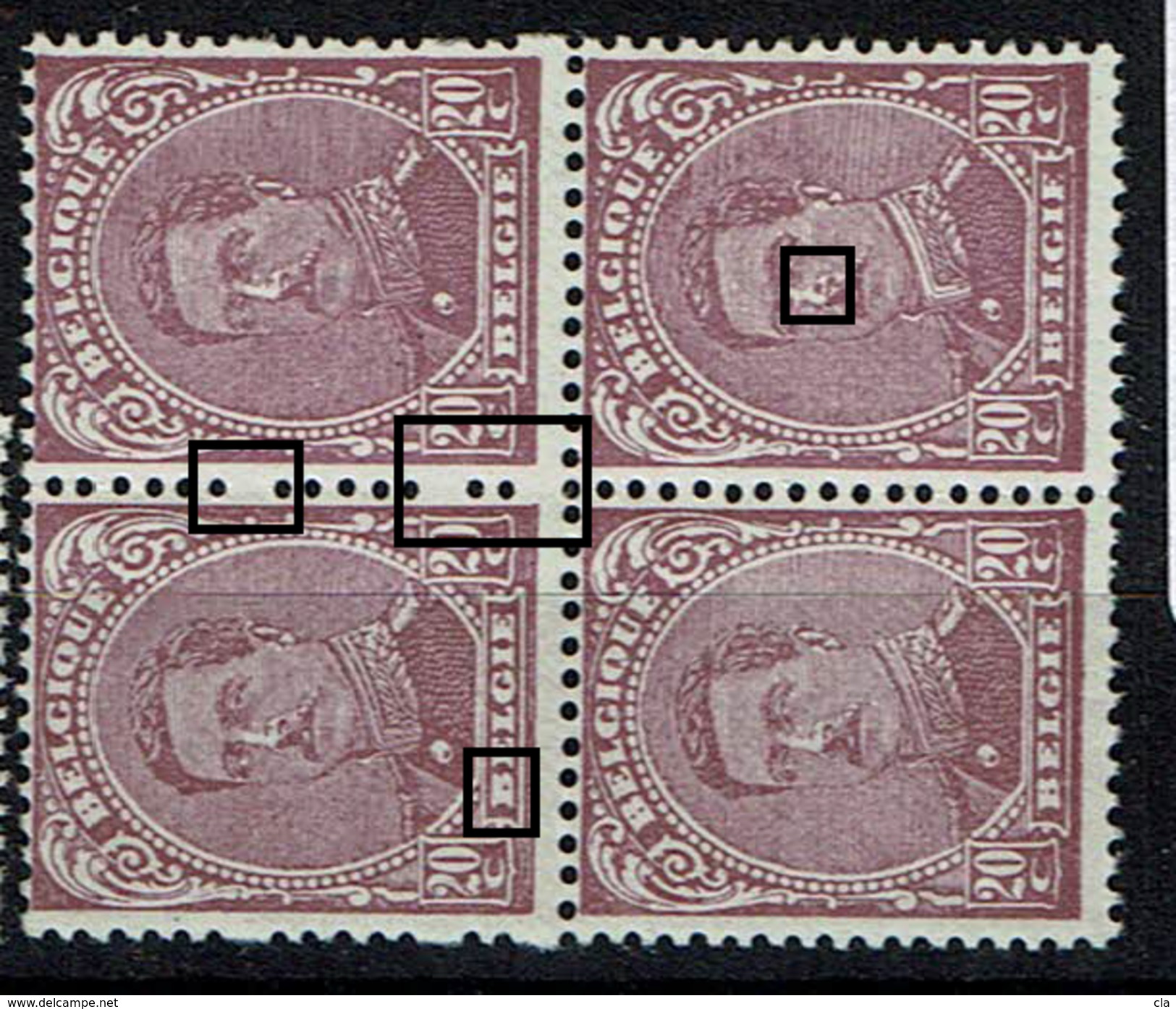 140 Bloc 4  3**/*  LV 17 *  B Blanc Et LV 3  **  Tache Nez + Empatement Et Saut Peigne - 1915-1920 Albert I