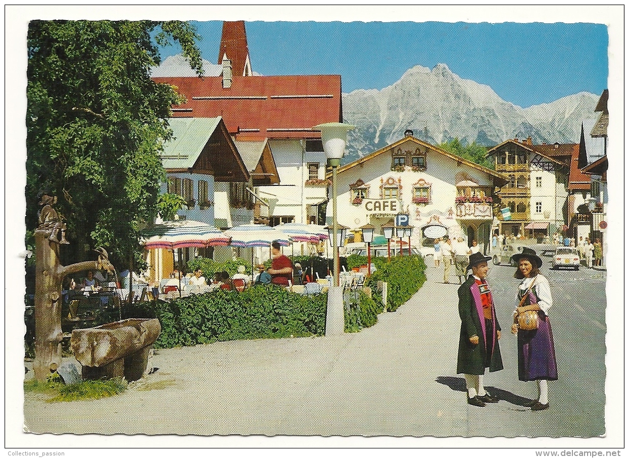 Cp, Autriche, Seefeld, DorfstraBe Gegen Wettersteingebirge, écrite - Seefeld