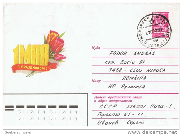 FLORA-L292 - RUSSIE Entier Postal Env. Illustrée Du 1er Mai Avec Tulipes 1958 - 1950-59