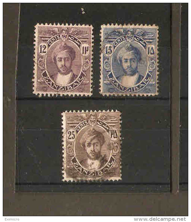 ZANZIBAR 1913 12c - 25c SG 250/252  FINE USED Cat £4.10 - Zanzibar (...-1963)