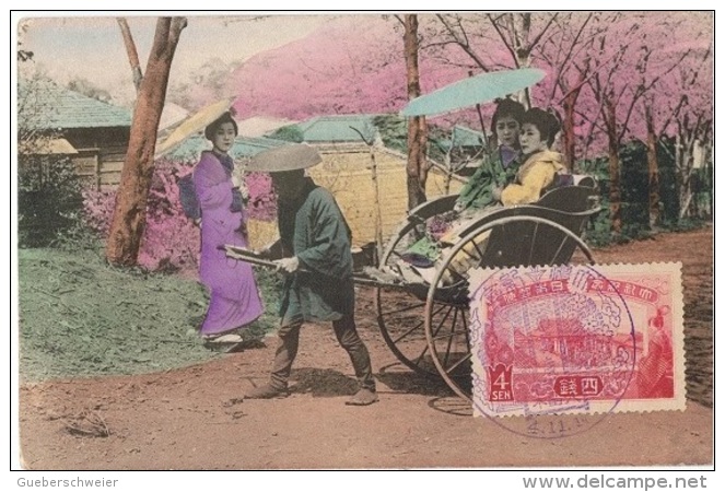 FLORA-L319 - JAPON N° 147 Sur Belle Carte Postale Obl. Illustrée Fleurs 1914 - Covers & Documents