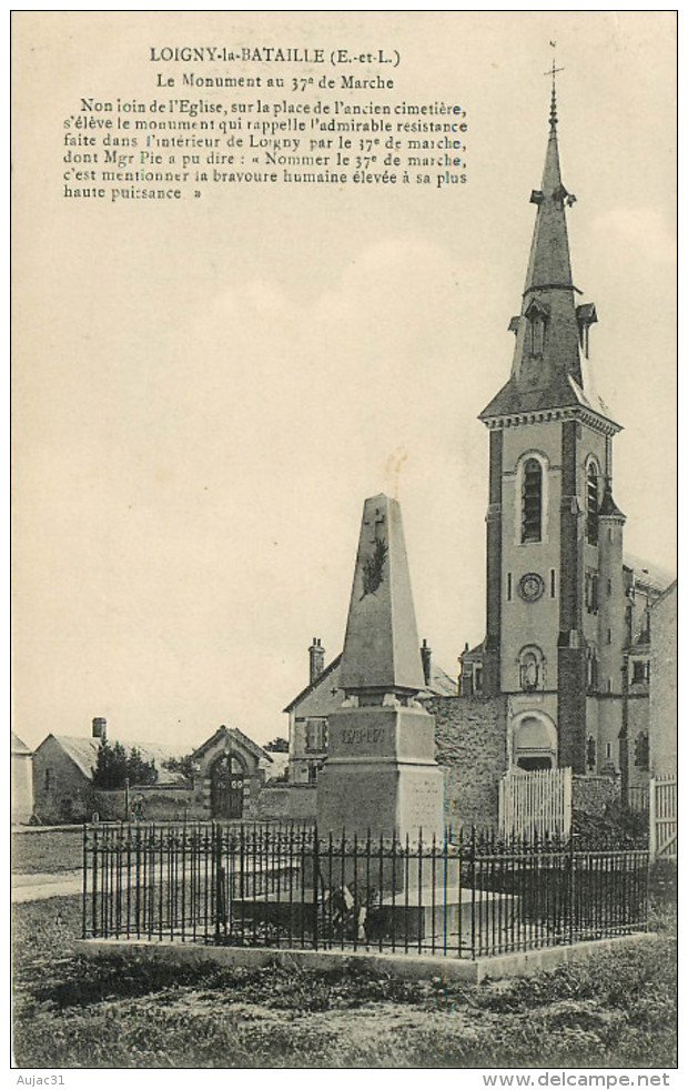 Dép 28 - Loigny La Bataille - Le Monument Au 37ème De Marche - état - Loigny