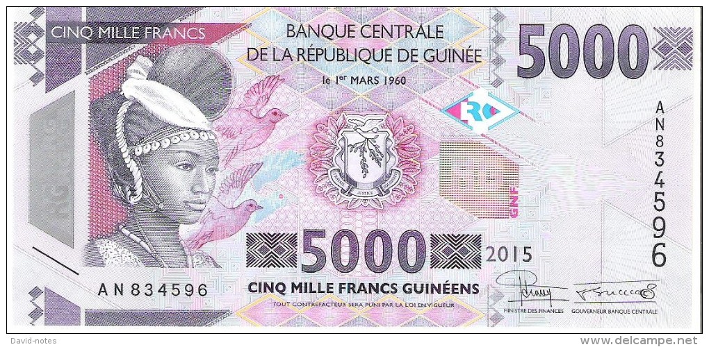 Guinea - Pick New - 5000 Francs 2015 - Unc - Guinea