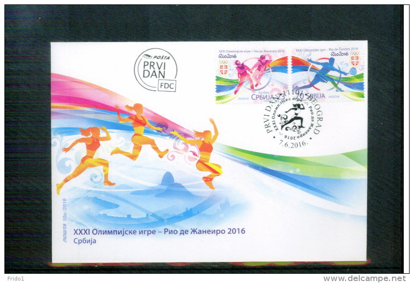 Serbien / Serbia 2016 Olympic Games Rio De Janeiro Set FDC - Summer 2016: Rio De Janeiro