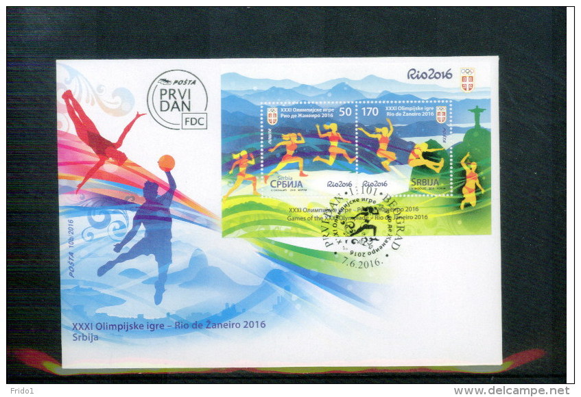 Serbien / Serbia 2016 Olympic Games Rio De Janeiro Block FDC - Summer 2016: Rio De Janeiro