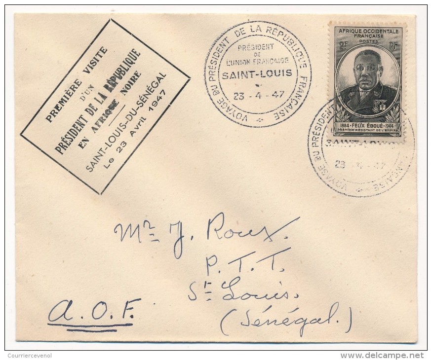 AOF SENEGAL => Première Visite Du Président De La République - St Louis Sénégal - 23 Avril 1947 (Vincent Auriol) - Briefe U. Dokumente