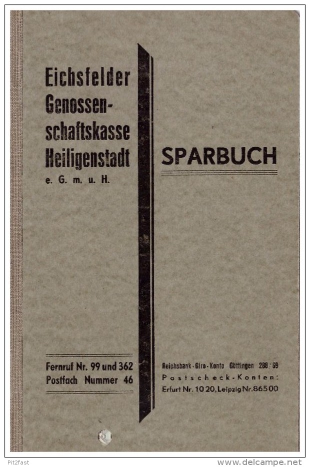 Sparbuch Der Sparkasse Heiligenstadt , 1943-1945 , Karl Weber In Uder B. Eichsfeld , Bank !!! - Heiligenstadt