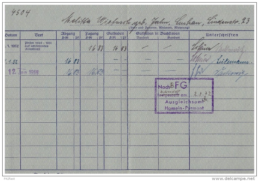 Sparbuch Der Sparkasse Luckau , 1952 , Melitta Wiebusch , Geb. Jahn , Bank !!! - Luckau