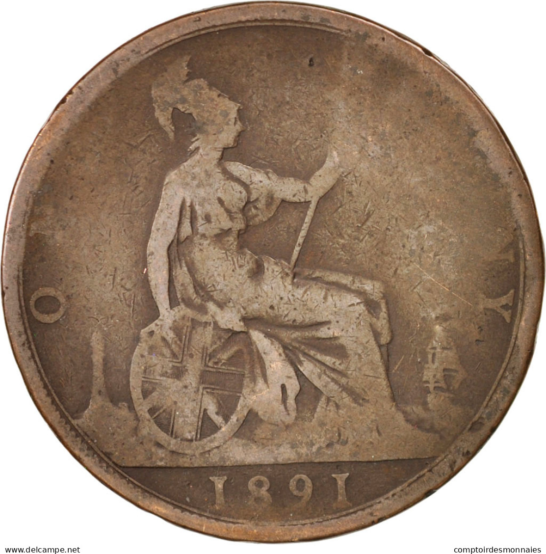 Monnaie, Grande-Bretagne, Victoria, Penny, 1891, B, Bronze, KM:755 - D. 1 Penny