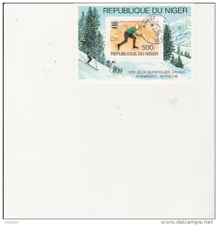 NIGER - BLOC FEUILLET   N° 13 OBLITERE - JO INNSBRUCK  - 1976 - Niger (1960-...)