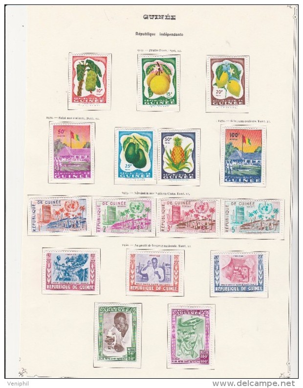 GUINEE - N° 16 A 31  NEUF  X  ANNEE 1959 A 1960 - República De Guinea (1958-...)