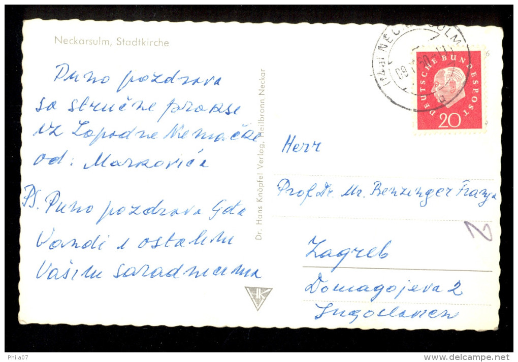 Neckarsulm Stadtkirche / Postcard Circulated, 2 Scans - Neckarsulm