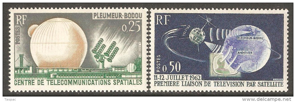 France 1962 Mi# 1413-1414 ** MNH - Telstar Satellite / Space - Europa