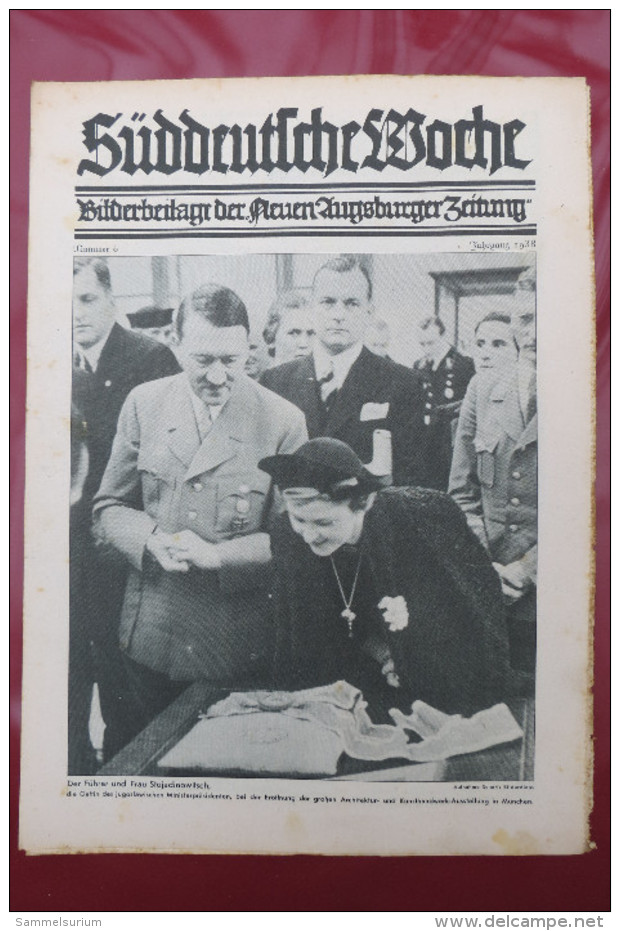 "Süddeutsche Woche" Bilderbeilage der Neuen Augsburger Zeitung, Ausgaben 1/1938 bis 52/1938 in der orig. Sammelmappe