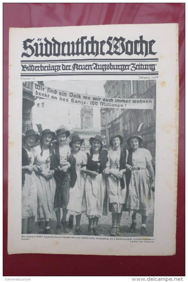 "Süddeutsche Woche" Bilderbeilage der Neuen Augsburger Zeitung, Ausgaben 1/1938 bis 52/1938 in der orig. Sammelmappe