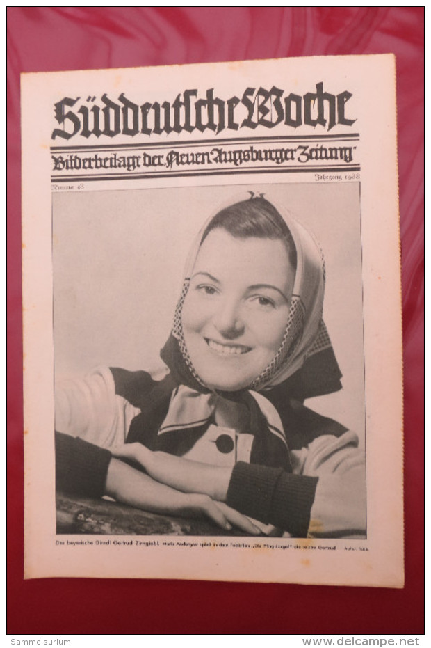 "Süddeutsche Woche" Bilderbeilage der Neuen Augsburger Zeitung, Ausgaben 1/1938 bis 52/1938 in der orig. Sammelmappe