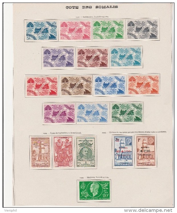 COTE DES SOMALIS - N° 234 A 253  NEUF X - ANNEE 1943-44  COTE : 19,10 € - Somalia (1960-...)