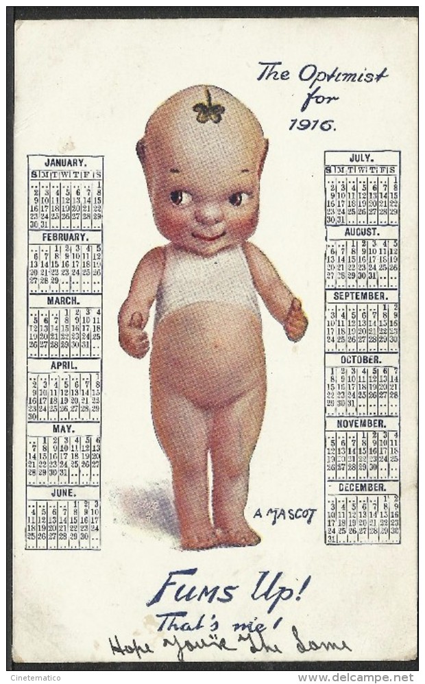 Postcard With 1916 Year Calendar - Cartolina Con Calendario Del 1916 - Small : 1901-20