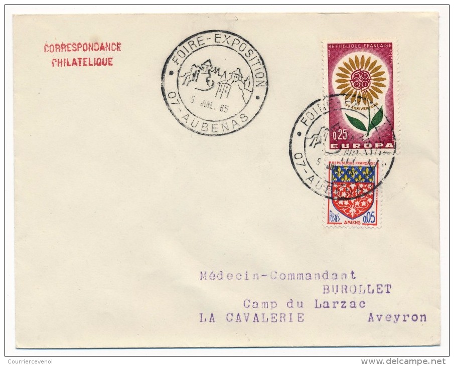Enveloppe - Cachet Temporaire Illustré "Foire Exposition - 07 AUBENAS" - 5 Juillet 1965 - Matasellos Conmemorativos