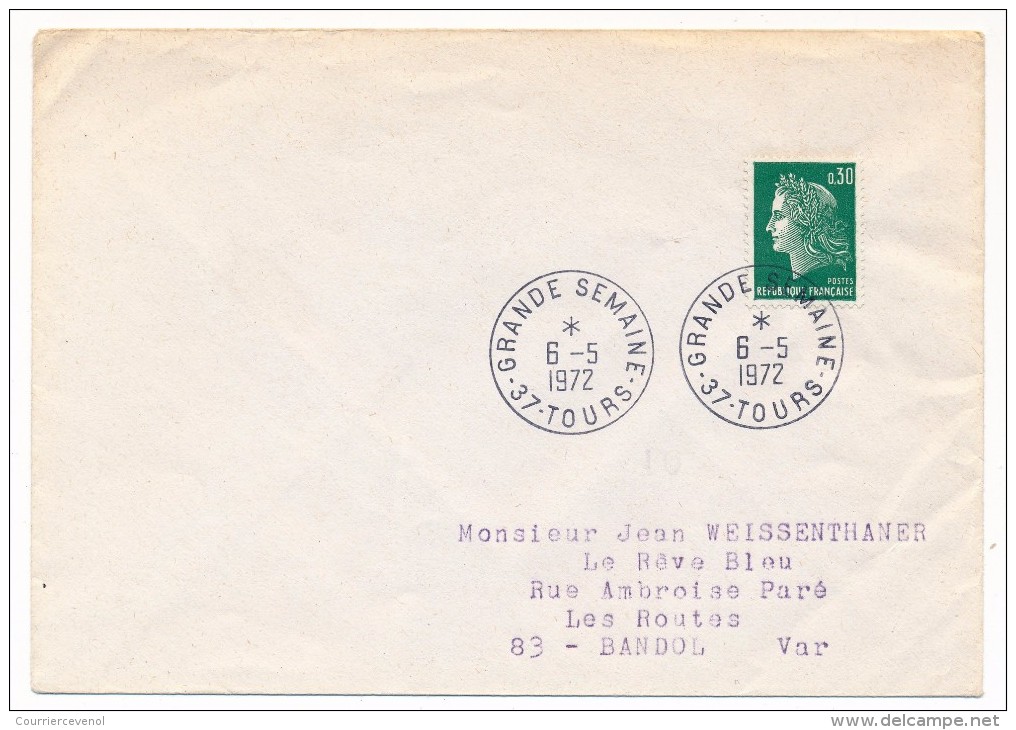 Enveloppe - Cachet Temporaire "Grande Semaine 37 TOURS" - 6-5-1972 - Cachets Commémoratifs