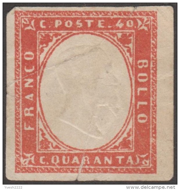 Italie 1862 Y&T 8. 40 C Rouge Non Dentelé, Victor-Emmanuel II En Relief. Neuf Avec Charnière, Voir Scan - Neufs