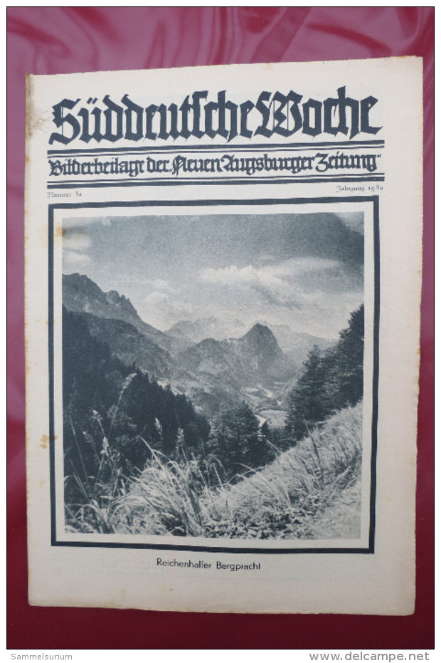 "Süddeutsche Woche" Bilderbeilage der Neuen Augsburger Zeitung, Ausgaben 1/1932 bis 53/1932 in der orig. Sammelmappe