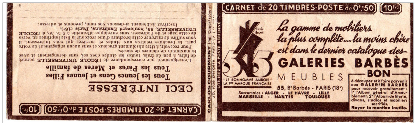 Carnet Vide Avec Publicité Galeries Barbès  (quelques Bandes Pub, Non Collés)   2 Scans - Autres & Non Classés