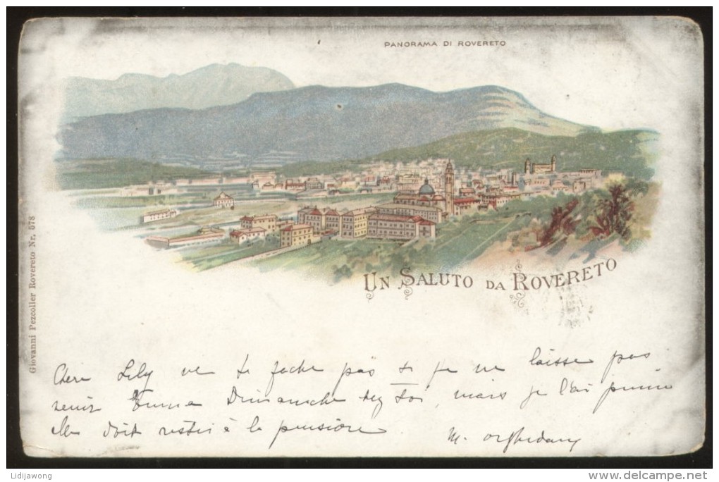 ITALY ROVERETO LITHO POSTCARD 1900 - Altri & Non Classificati