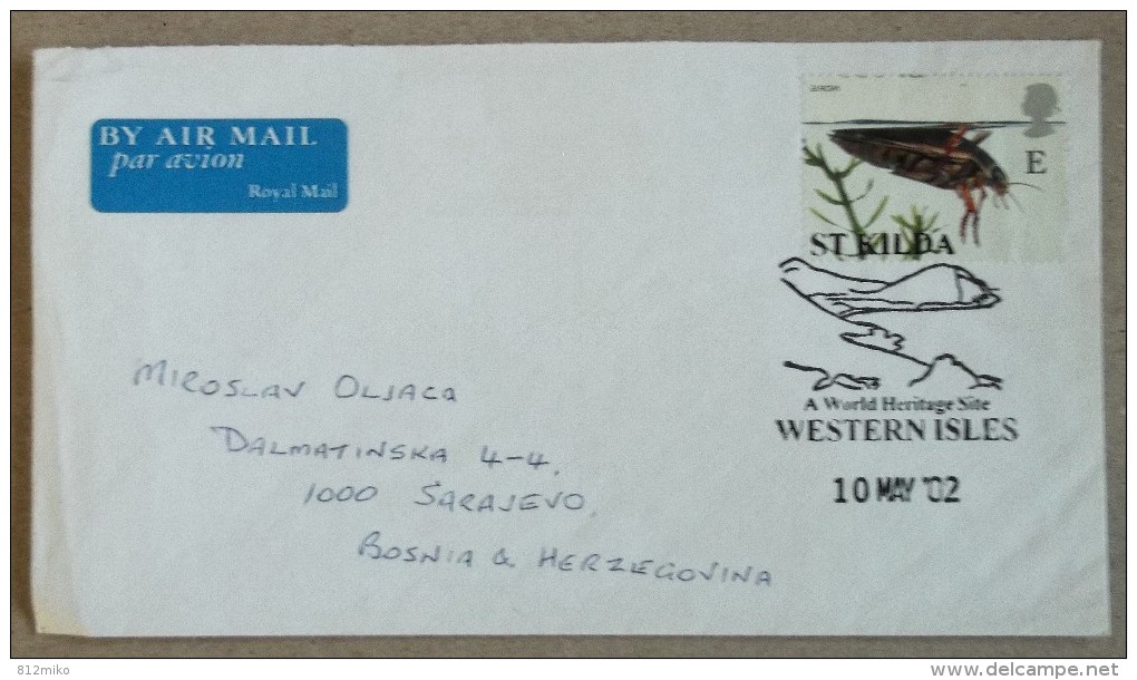 ST KILDA (GB)  Nice Cover To Bosnia 2002 Y.  Butterflies (RRR) - Papillons