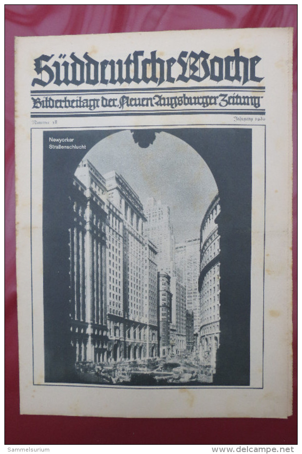 "Süddeutsche Woche" Bilderbeilage der Neuen Augsburger Zeitung, Ausgaben 2/1930 - 52/1930, in der orig. Sammelmappe