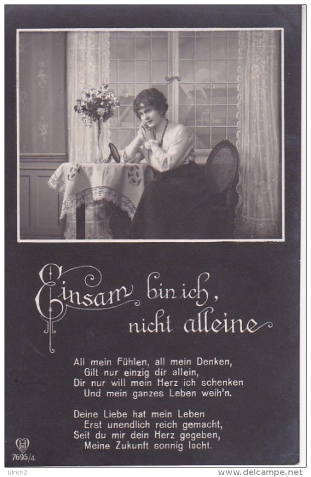 AK Einsam Bin Ich, Nicht Alleine - Frau Mit Bild - Ca. 1910 (23403) - Femmes