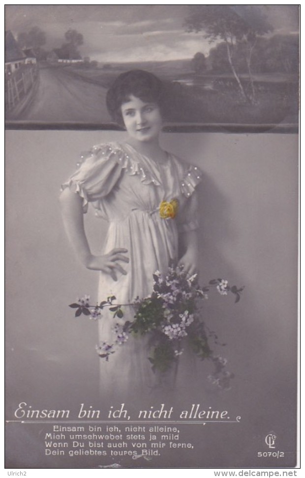 AK Einsam Bin Ich, Nicht Alleine - Frau Mit Blumen - 1911 (23404) - Frauen