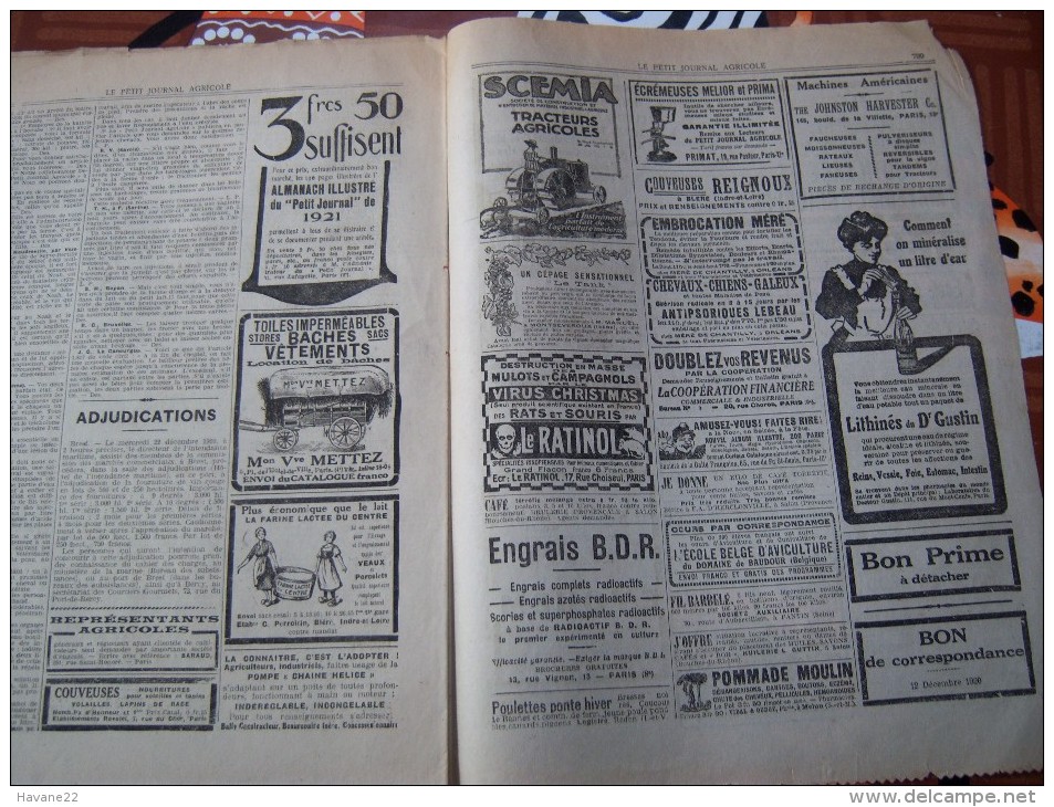 LE PETIT JOURNAL AGRICOLE 12/12/1920 AVEC PUB Les Meilleures Graminées Fourrageres16 PAGES Manque 1 Feuille - 1900 - 1949