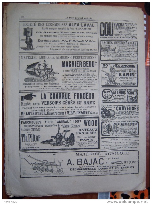 LE PETIT JOURNAL AGRICOLE 21/07/190? AVEC PUB Culture Du Riz En France 16 PAGES - 1900 - 1949