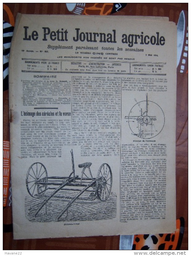 LE PETIT JOURNAL AGRICOLE 03/05/1914 AVEC PUB L'ecimage Des Céréales Et La Verse 16 PAGES Manque 1 Feuille - 1900 - 1949