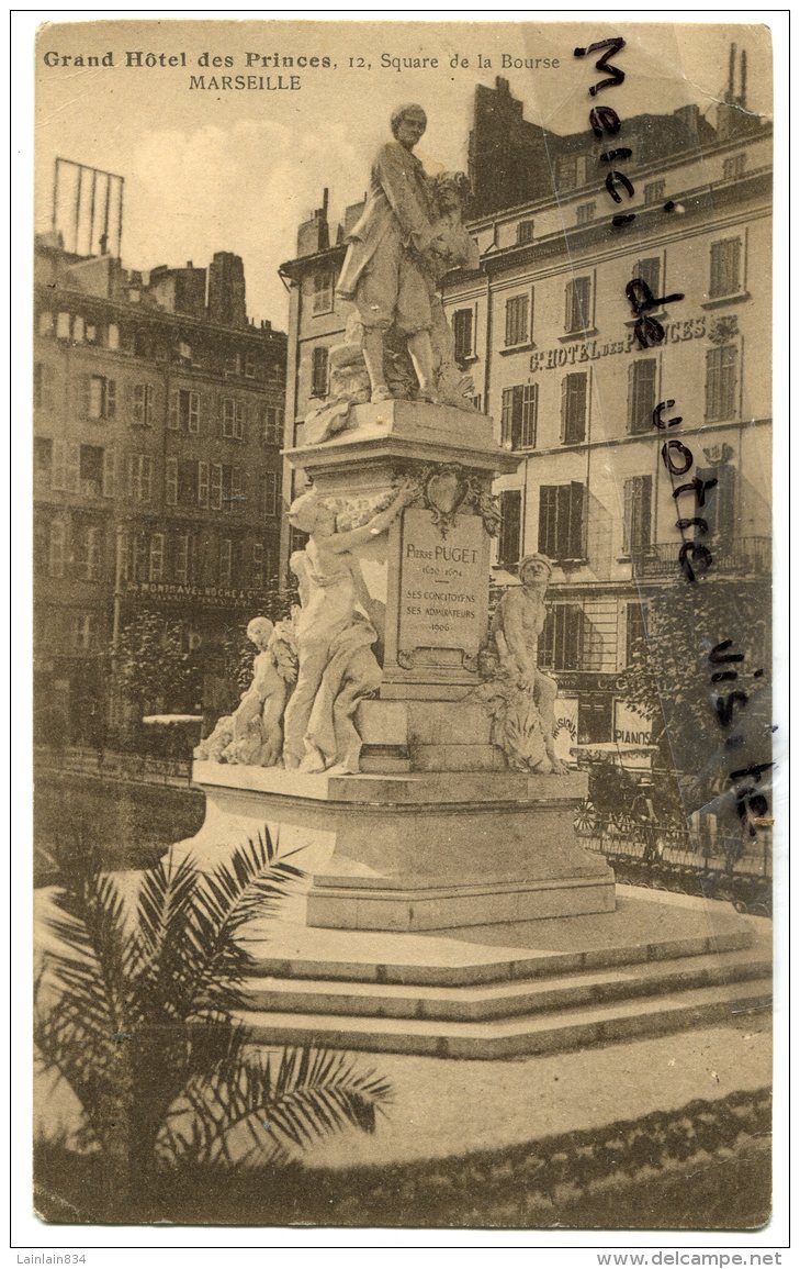 -  Marseille - Grand Hôtel Des Princes, Square De La Bourse, Peu Courante, Cours Pierre Puget, Non écrite, TBE, Scans. - Canebière, Centre Ville