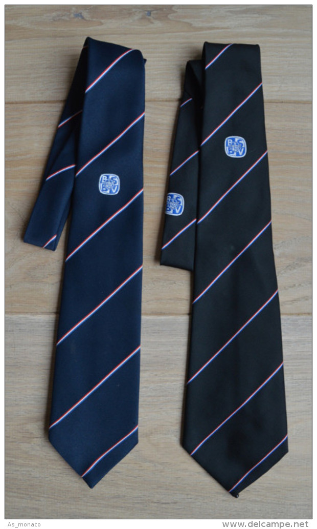 Stropdas Tie Cravate 2x BSBV Football Sports (black And Dark Blue) - Ties