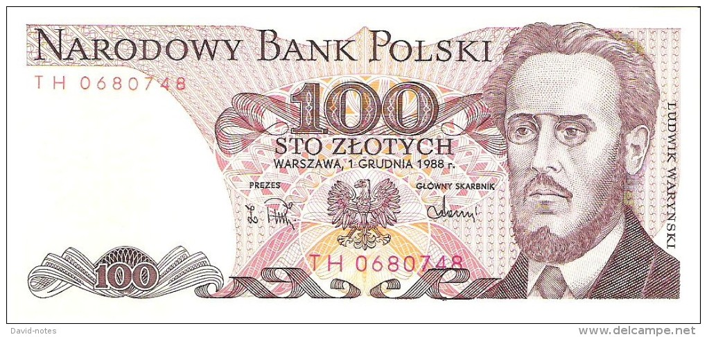 Poland - Pick 143  - 100 Zlotych 1988 - Unc - Polonia