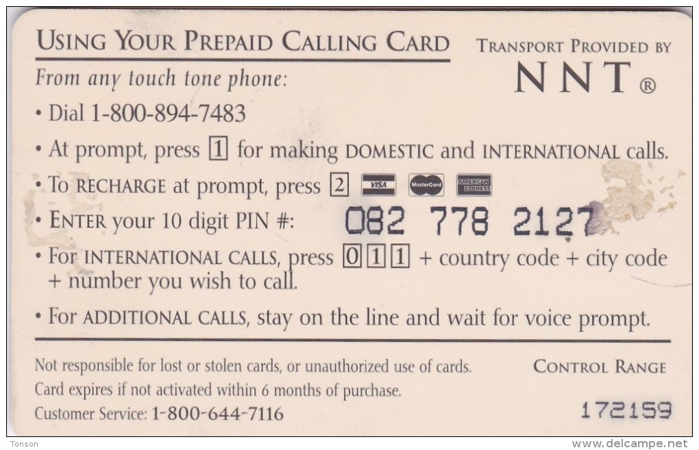 United States, NNT, Long Distance Phone Card, Collector's Series, Flag, 2 Scans. - Schede Magnetiche