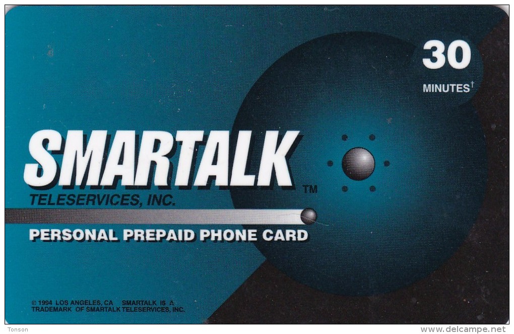 United States, Personal Prepaid Phonecard, Smartalk Blue 30 Minutes, 2 Scans. - Cartes Magnétiques
