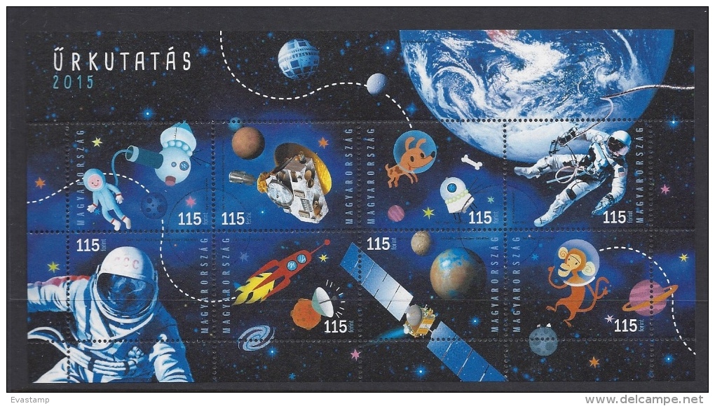 HUNGARY - 2015. SPECIMEN Minisheet -  Anniversaries And Events In Space Research - Ensayos & Reimpresiones