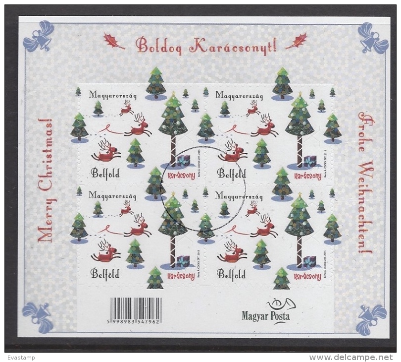 HUNGARY - 2015. SPECIMEN Minisheet -  Christmas / Self Adhesive / With Inscription Belföld - Used Stamps