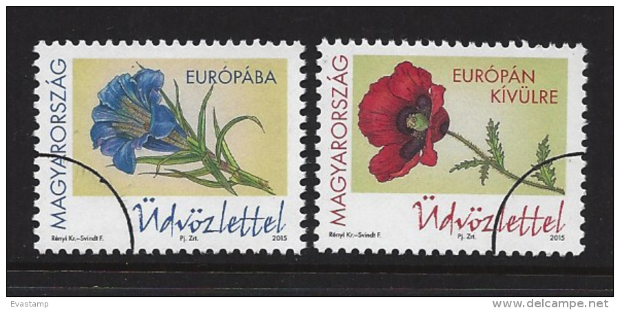 HUNGARY - 2016. SPECIMEN - Greetings (stemless Gentian And Poppy) / Flowers - Oblitérés