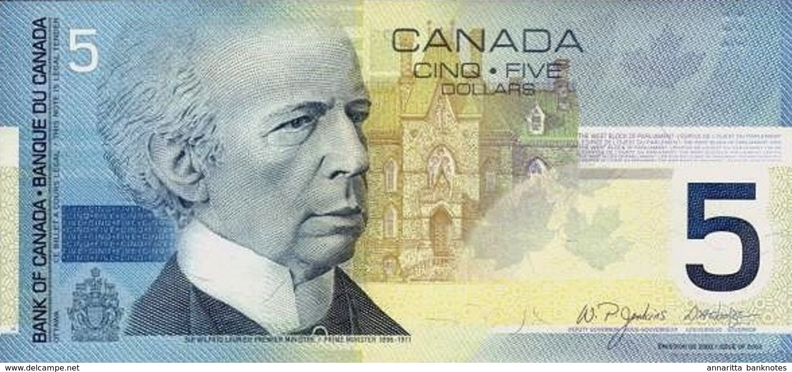 CANADA 5 DOLLARS 2002 (2005) P-101d UNC SIGN. JENKINS & DODGE [CA364d] - Canada