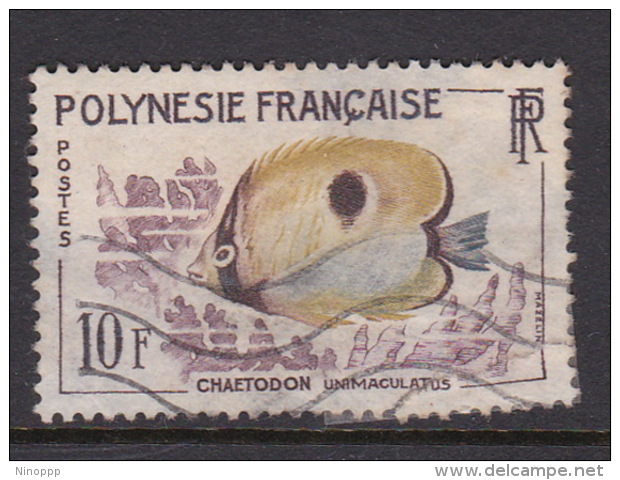 French Polynesia SG 25 1962 Fishes, 10F Teardrop Butterflyfish Used - Gebraucht