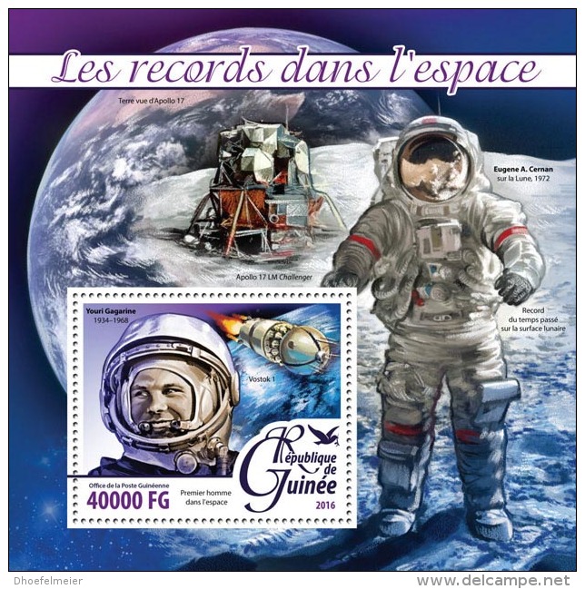 GUINEA REP. 2016 ** Records In Space Raumfahrt S/S - OFFICIAL ISSUE - A1623 - Africa