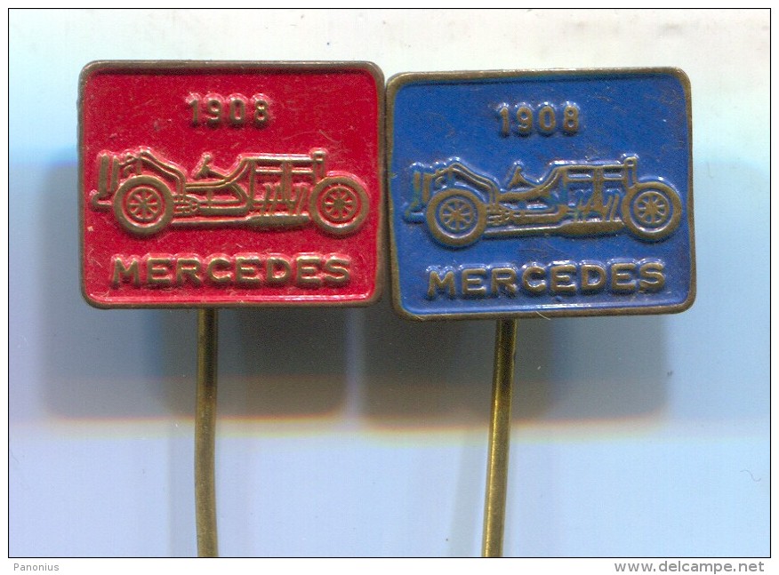 MERCEDES 1908 - Car Auto, Automotive, Vintage Pin  Badge, 2 Pieces - Mercedes